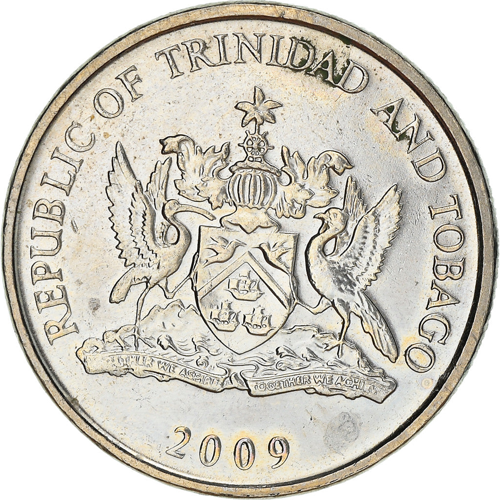 Moneta, TRINIDAD E TOBAGO, 25 Cents, 2009, BB+, Rame-nichel
