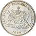 Moneta, TRINIDAD E TOBAGO, 25 Cents, 2009, BB+, Rame-nichel