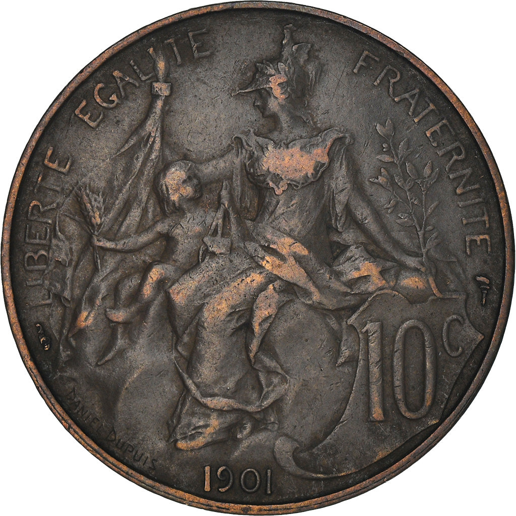 Munten, Frankrijk, Dupuis, 10 Centimes, 1901, Paris, FR+, Bronze, KM:843