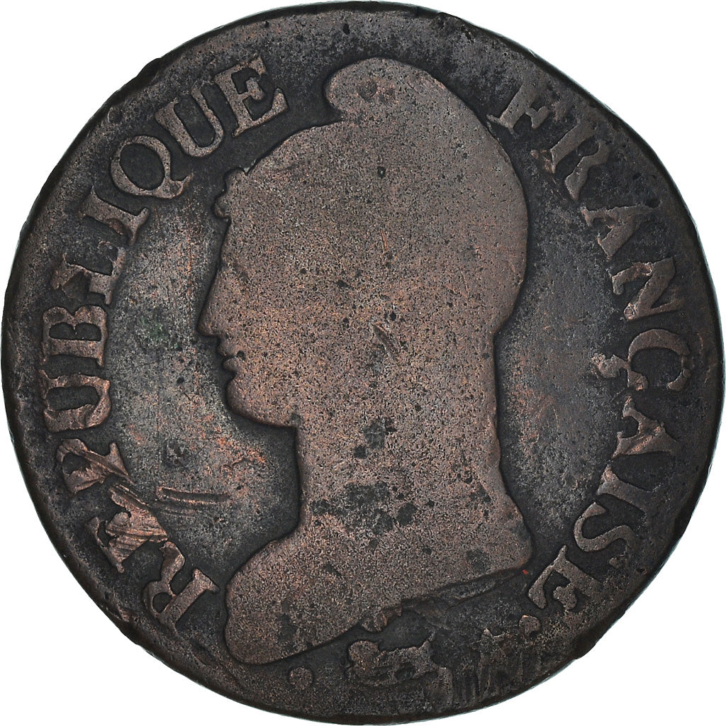 Moneta, Francia, Dupré, 5 Centimes, 1797, Orléans, B+, Bronzo, KM:640.9