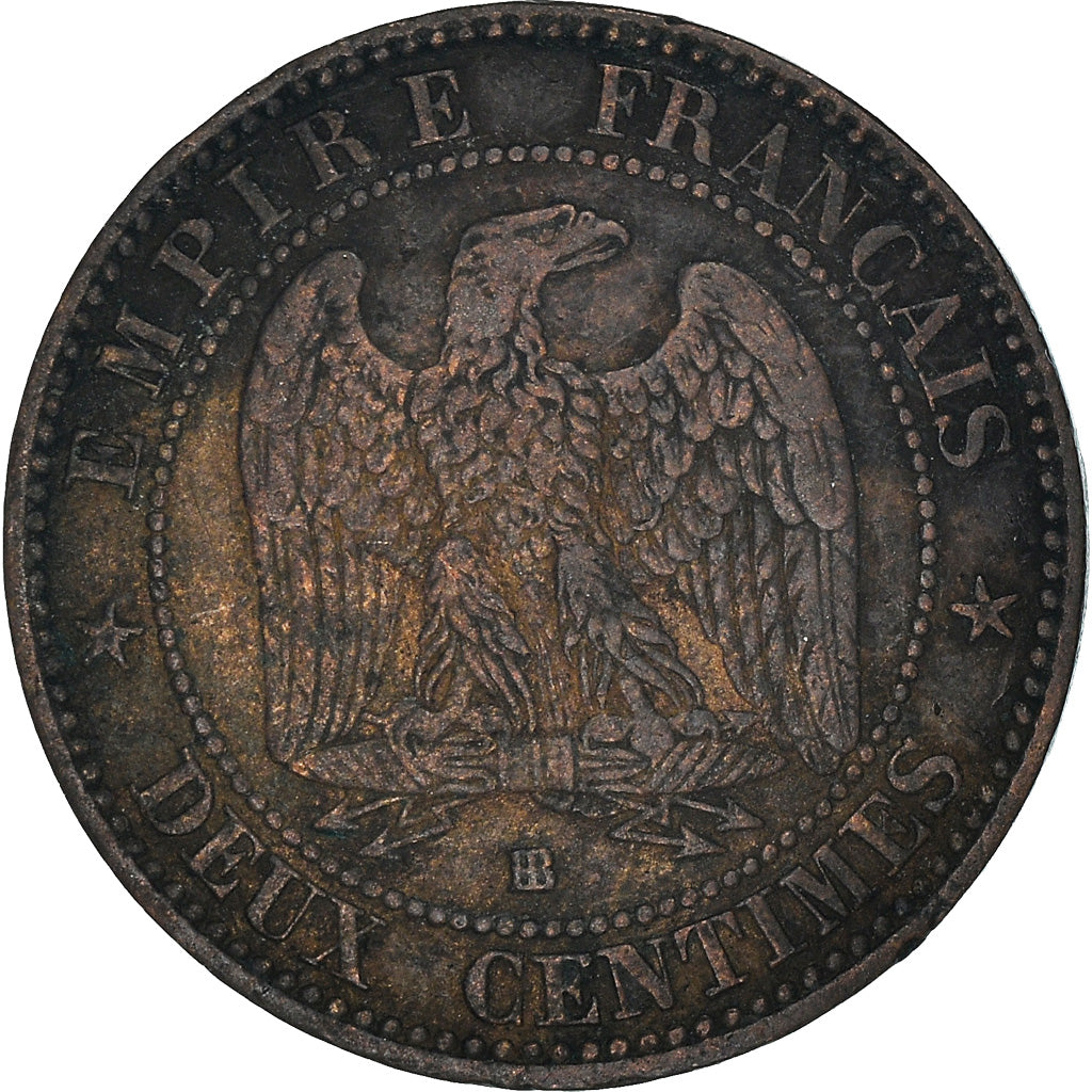 Moneta, Francia, Napoleon III, Napoléon III, 2 Centimes, 1856, Strasbourg, B+