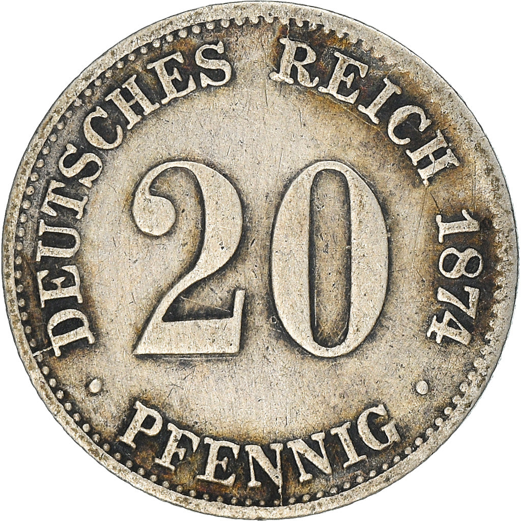 Moneta, NIEMCY - IMPERIUM, Wilhelm I, 20 Pfennig, 1874, Frankfurt am Main