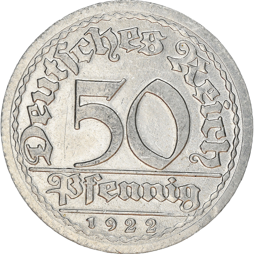 Moneta, GERMANIA, REPUBBLICA DI WEIMAR, 50 Pfennig, 1922, Karlsruhe, SPL