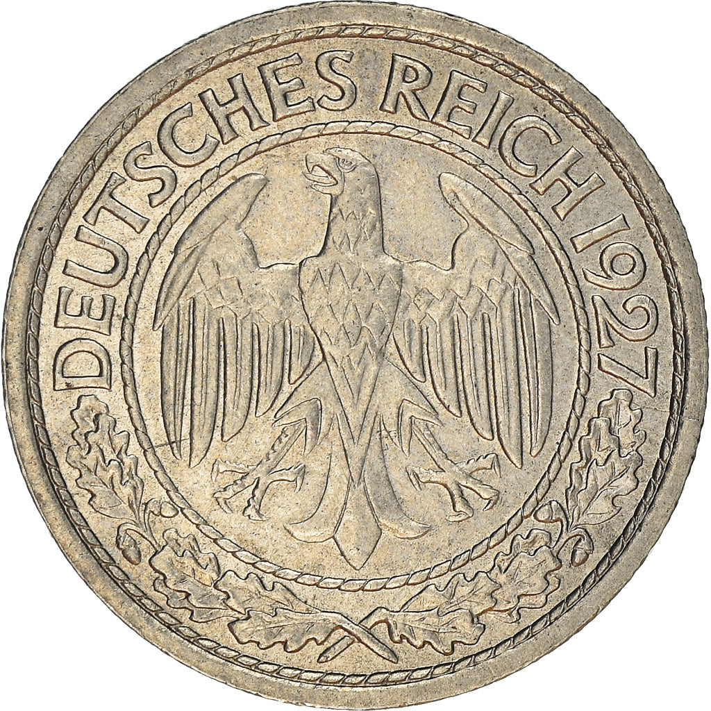 Münze, Deutschland, Weimarer Republik, 50 Reichspfennig, 1927, Berlin, VZ