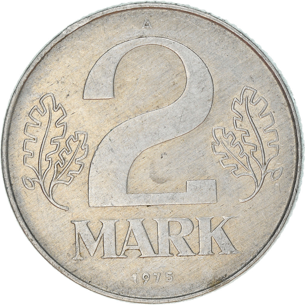 Münze, GERMAN-DEMOCRATIC REPUBLIC, 2 Mark, 1975, Berlin, SS+, Aluminium, KM:48