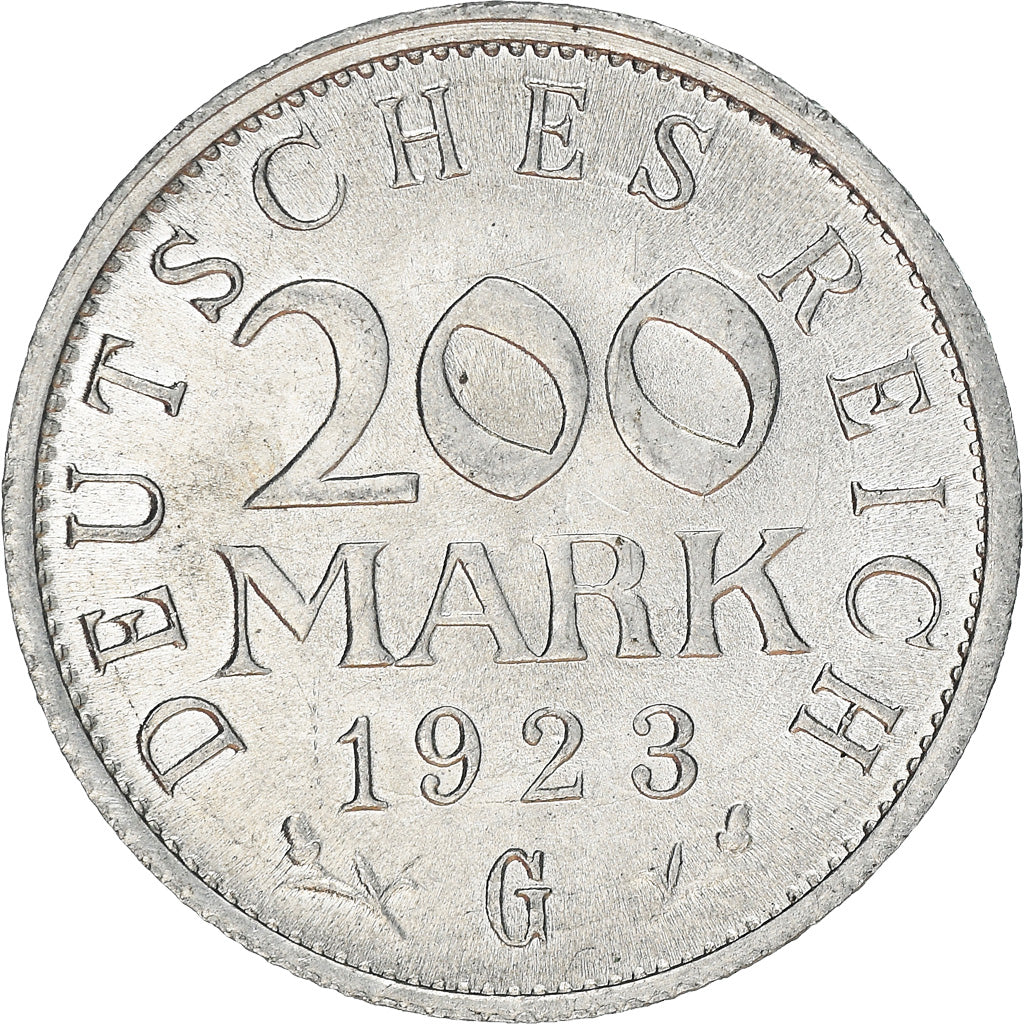 Moeda, ALEMANHA, REPÚBLICA DE WEIMAR, 200 Mark, 1923, Karlsruhe, AU(55-58)