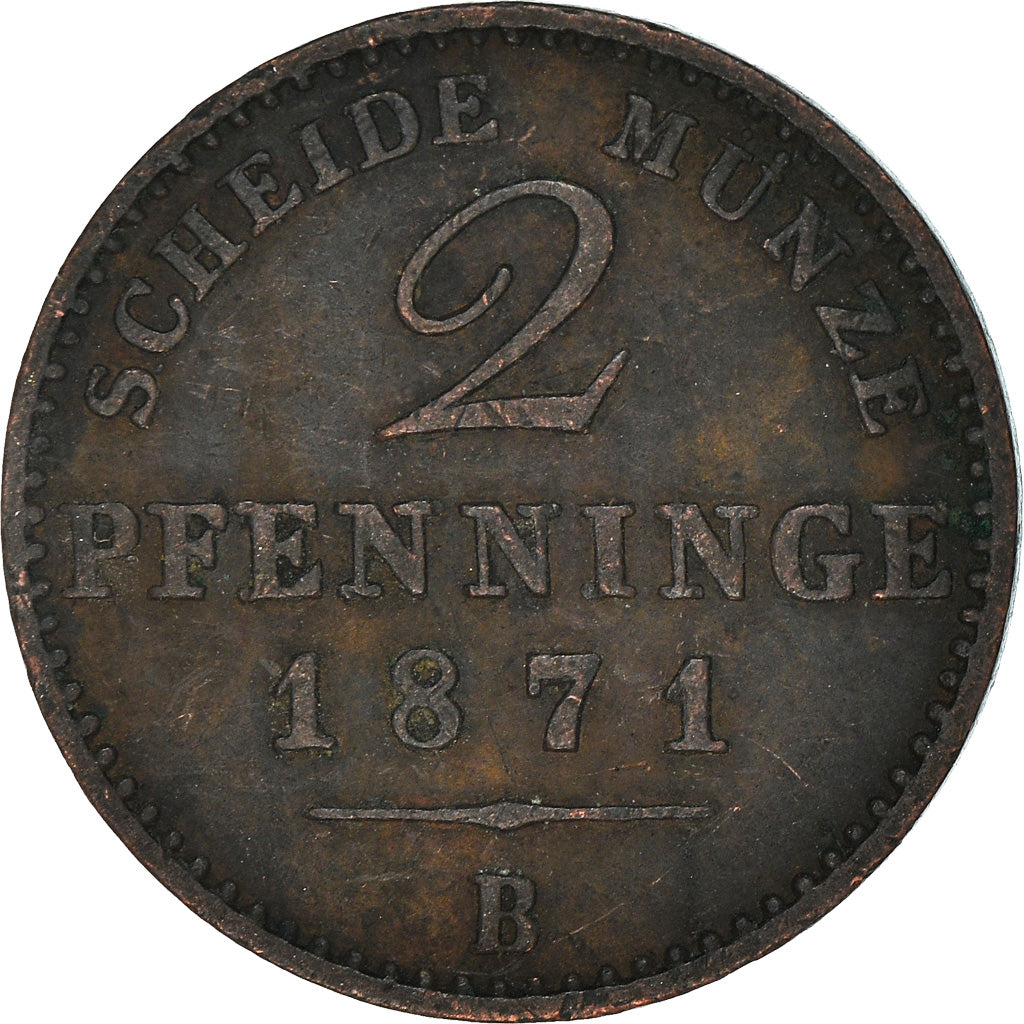 Moneta, Stati tedeschi, PRUSSIA, Wilhelm I, 2 Pfennig, 1871, BB, Rame, KM:481
