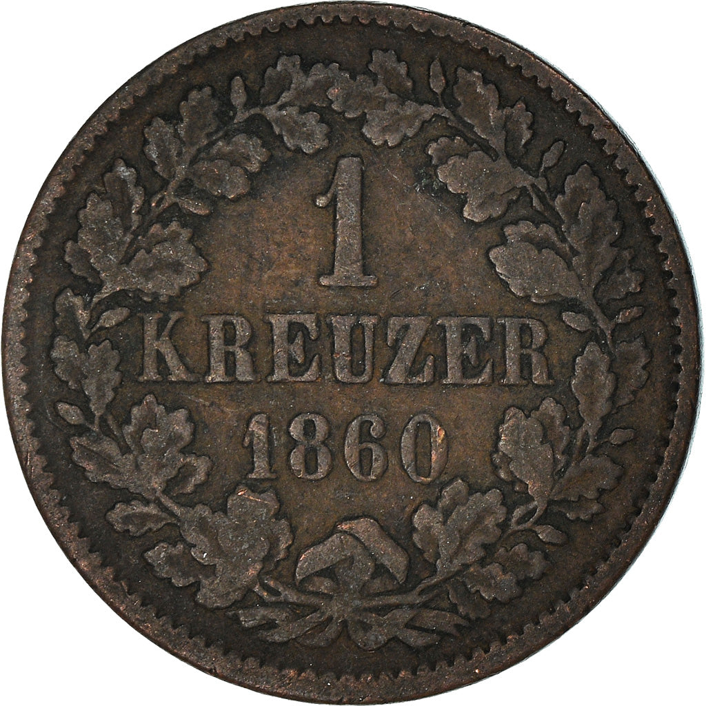 Coin, German States, BADEN, Friedrich I, Kreuzer, 1860, VF(30-35), Copper
