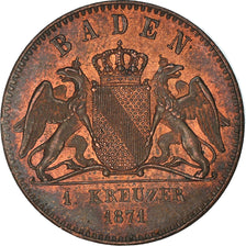 Moneta, Stati tedeschi, BADEN, Friedrich I, Kreuzer, 1871, SPL, Rame, KM:252