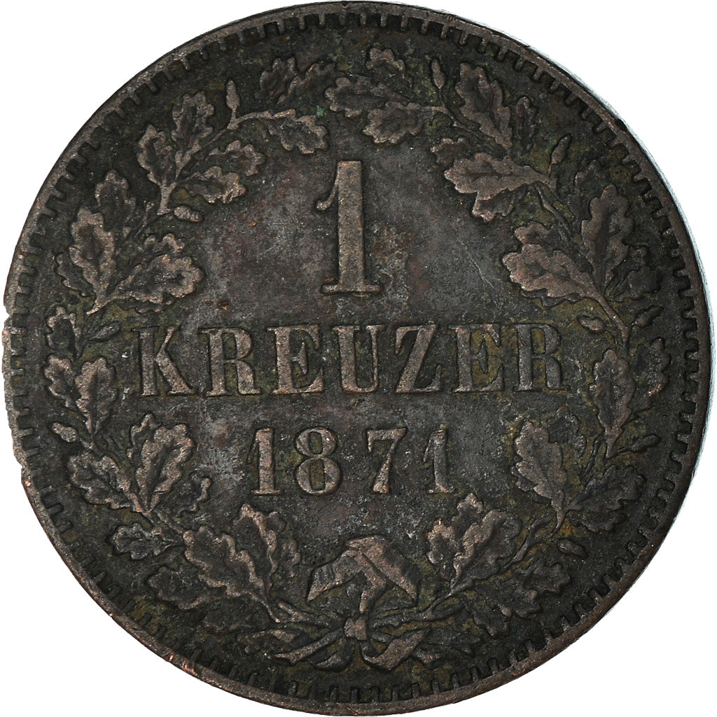 Münze, Deutsch Staaten, BADEN, Friedrich I, Kreuzer, 1871, S+, Kupfer, KM:252