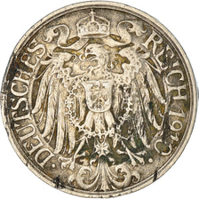 Moneda, ALEMANIA - IMPERIO, Wilhelm II, 25 Pfennig, 1910, Berlin, BC+, Níquel