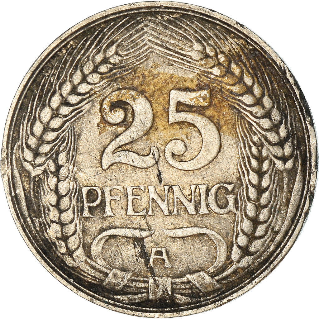 Münze, GERMANY - EMPIRE, Wilhelm II, 25 Pfennig, 1910, Berlin, S, Nickel, KM:18