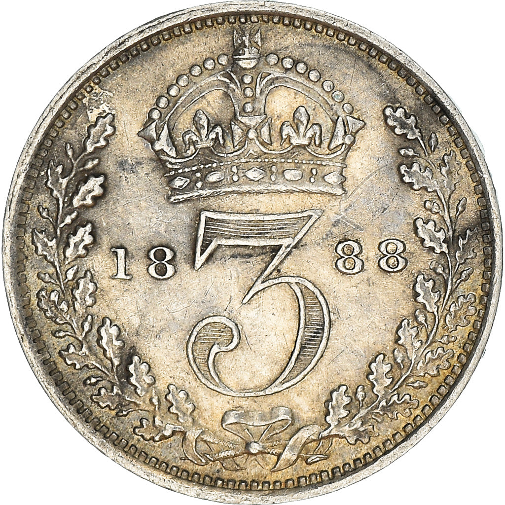 Moneta, Wielka Brytania, Victoria, 3 Pence, 1888, AU(50-53), Srebro, KM:758