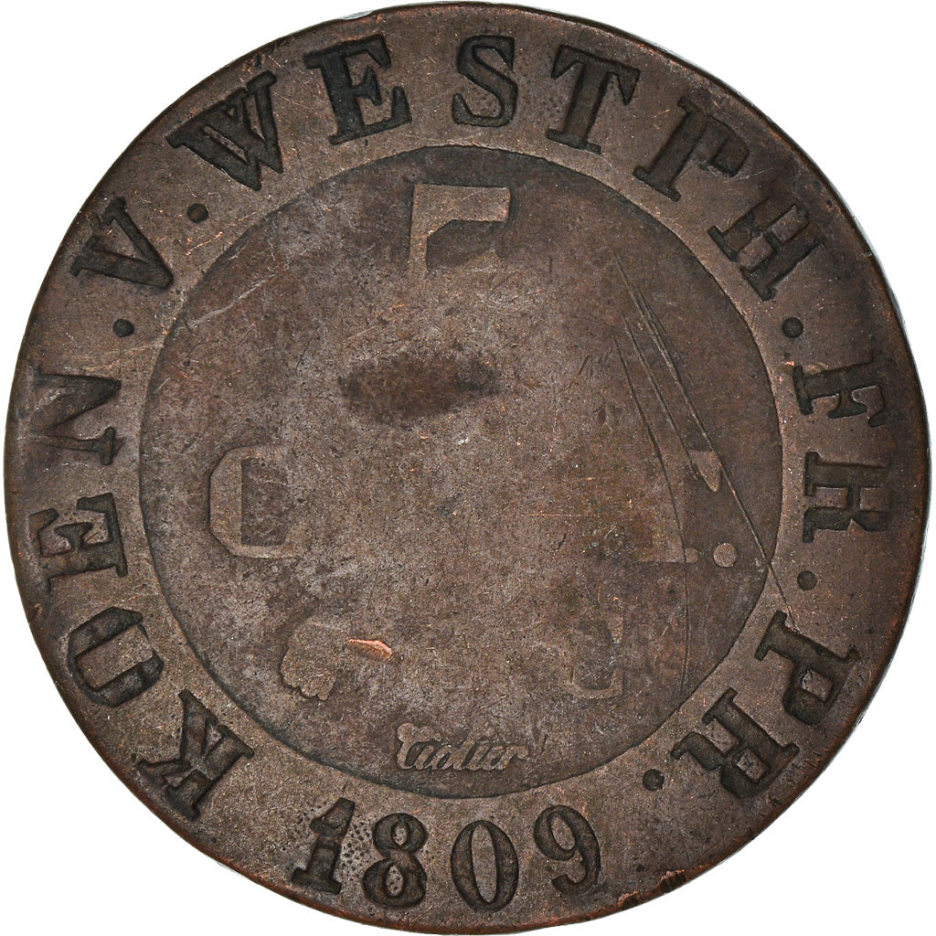 Moneta, Stati tedeschi, WESTPHALIA, Jerome, 5 Centimes, 1809, Cassel, MB, Rame
