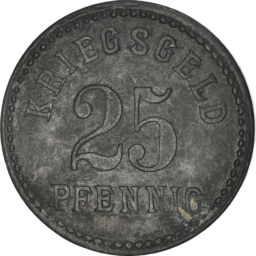 Moeda, Alemanha, Kriegsgeld, Isny im Allgäu, 25 Pfennig, 1918, EF(40-45), Zinco