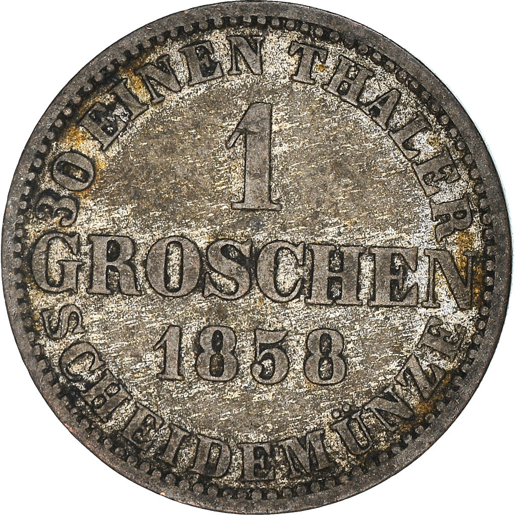 Moneta, Stati tedeschi, HANNOVER, Georg V, Groschen, 1858, BB+, Argento, KM:236