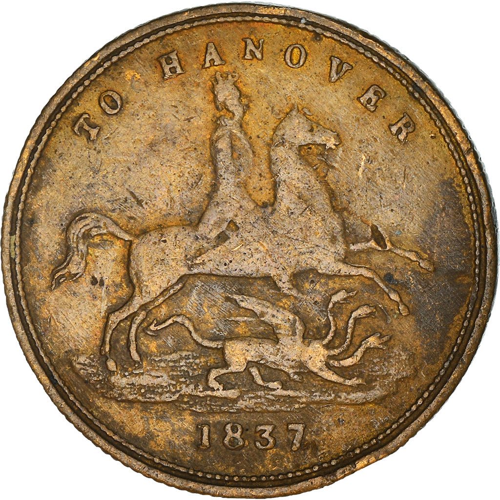 United Kingdom, Token, Game, Victoria Régina to Hanover, 1837, S+, Kupfer