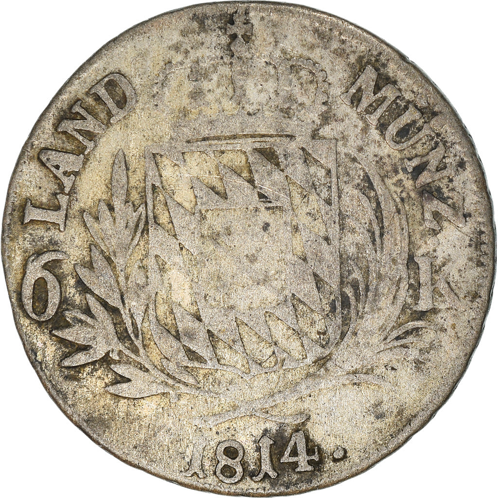 Coin, German States, BAVARIA, Maximilian IV, Josef, 6 Kreuzer, 1814, VF(20-25)