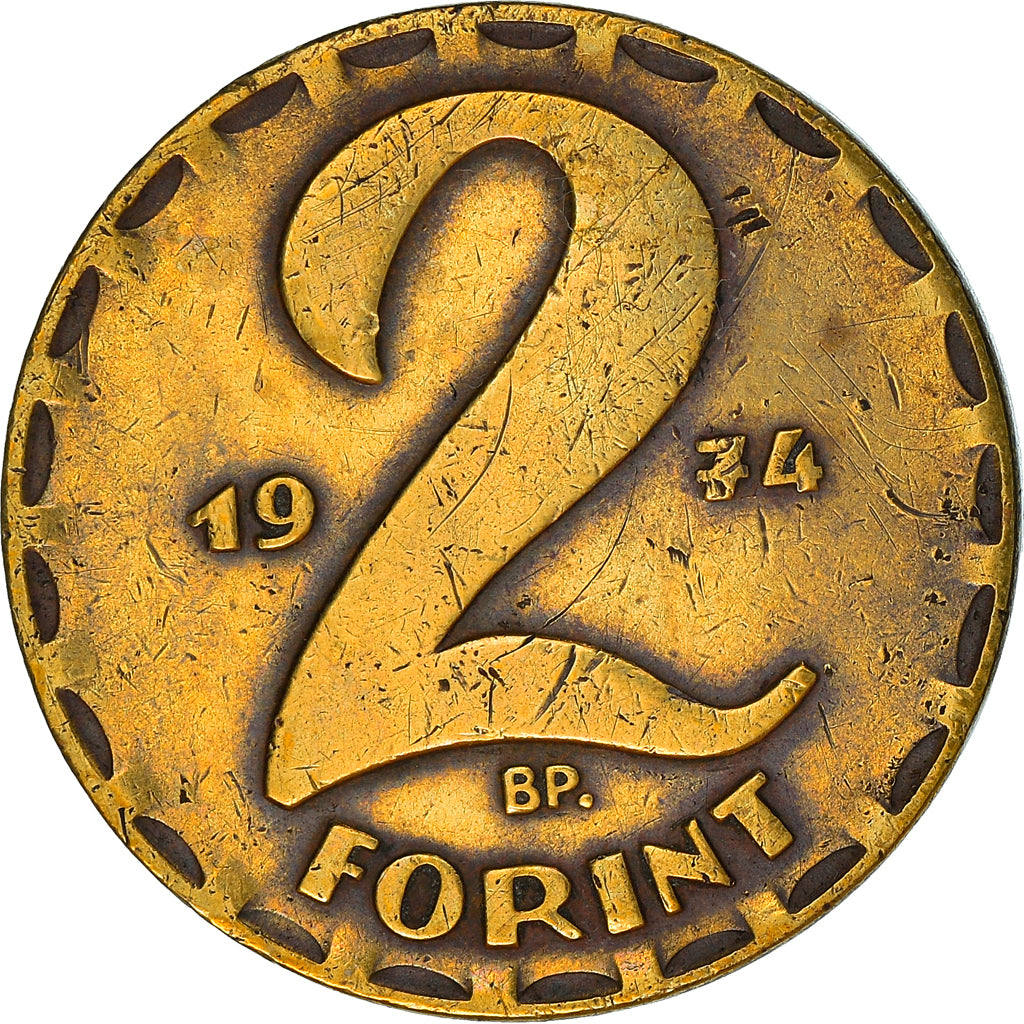 Münze, Ungarn, 2 Forint, 1974, S, Messing, KM:591