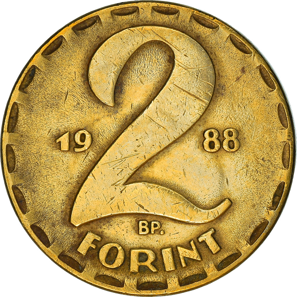Moneta, Ungheria, 2 Forint, 1988, MB+, Ottone, KM:591