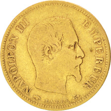 FRANCE, Napoléon III, 10 Francs, 1858, Paris, KM #784.3, VF(20-25), Gold, Gadour