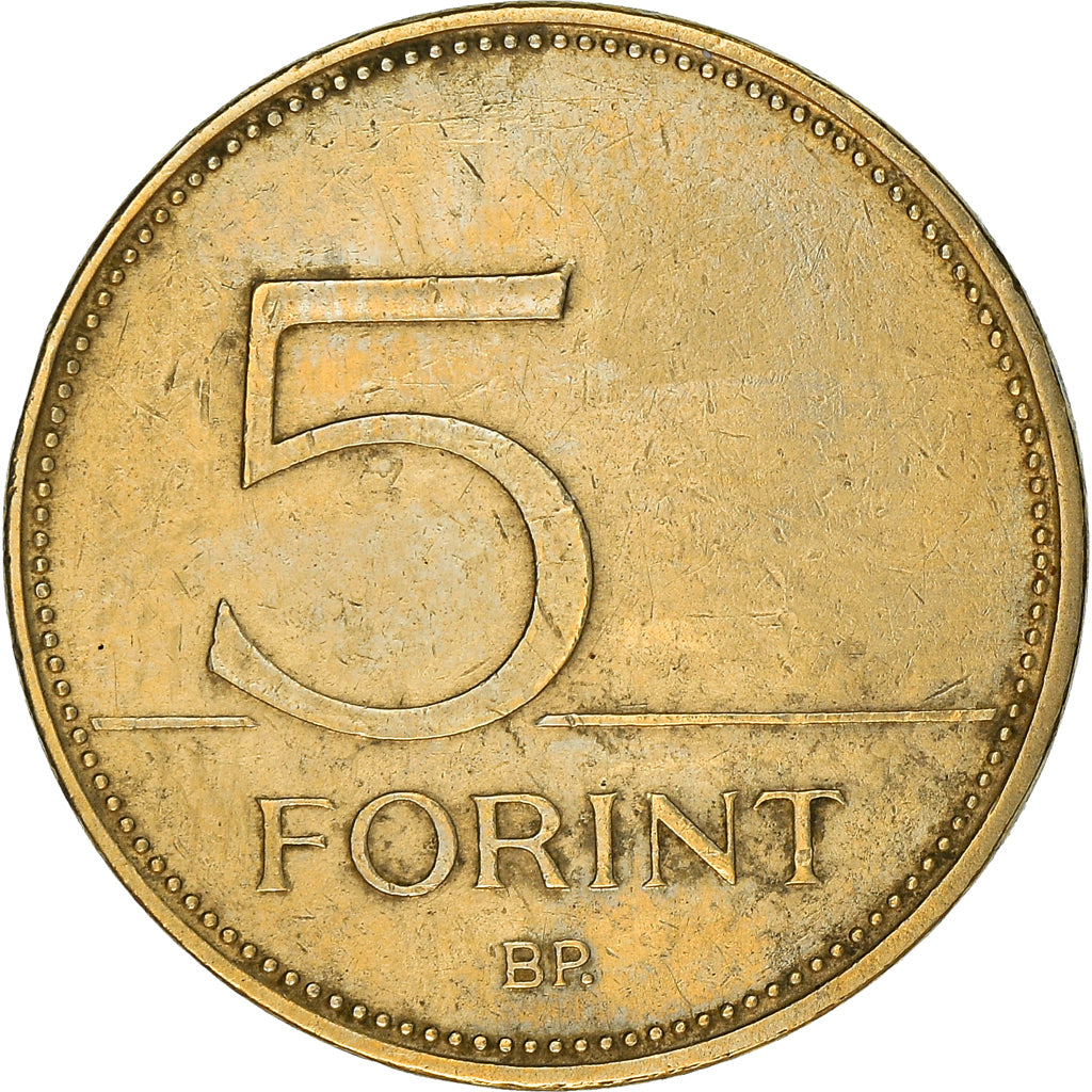 Moneta, Ungheria, 5 Forint, 2002, Budapest, MB+, Nichel-ottone, KM:694