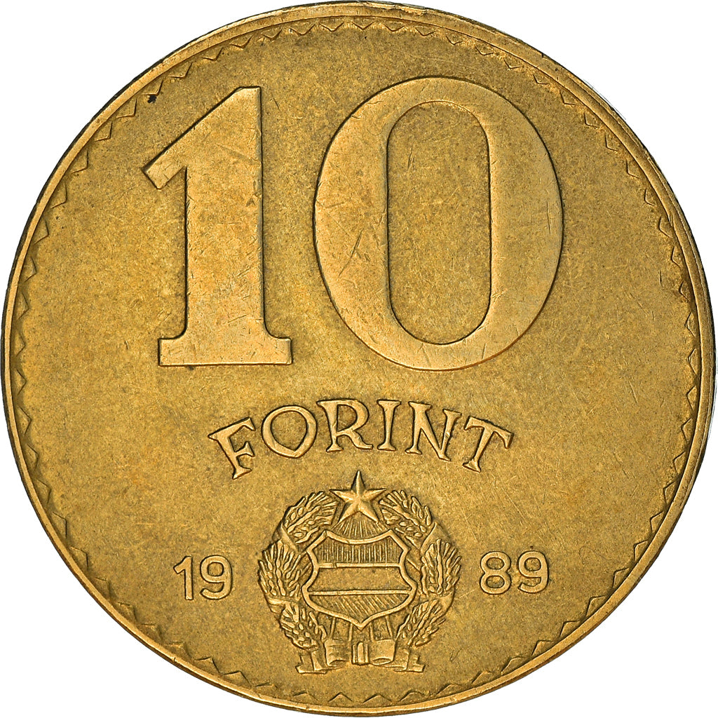 Monnaie, Hongrie, 10 Forint, 1989, TTB+, Aluminum-Bronze, KM:636