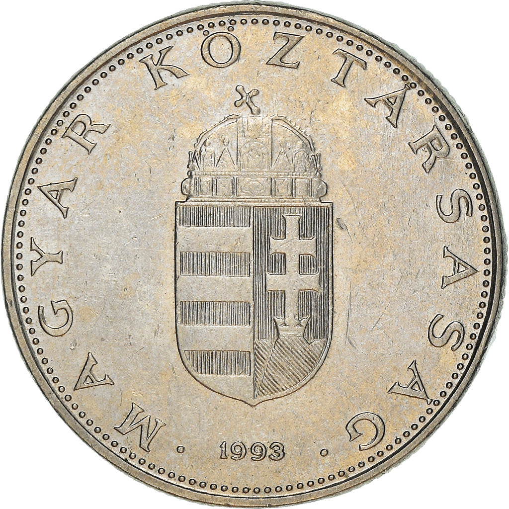 Coin, Hungary, 10 Forint, 1993, Budapest, AU(50-53), Copper-nickel, KM:695