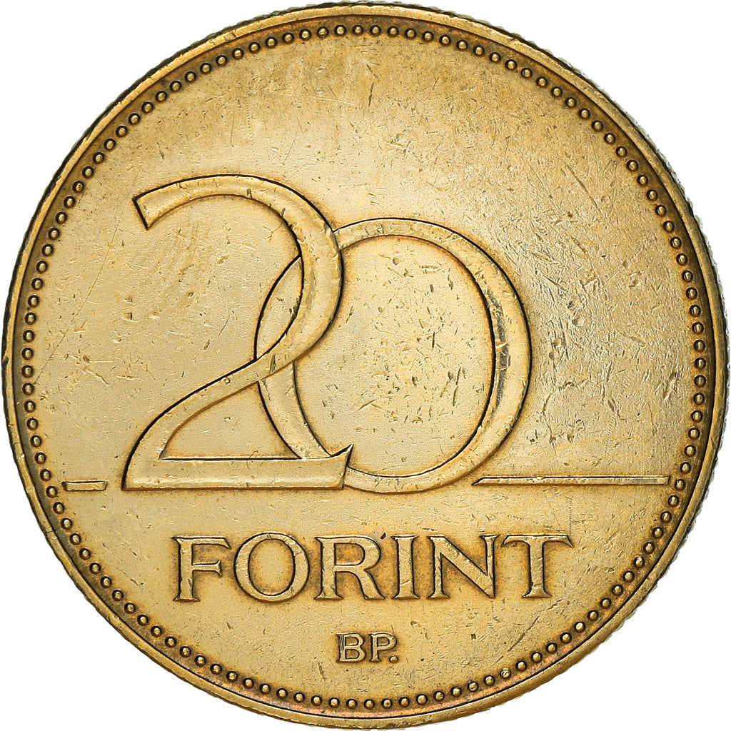 Coin, Hungary, 20 Forint, 2004, Budapest, AU(50-53), Nickel-brass, KM:696