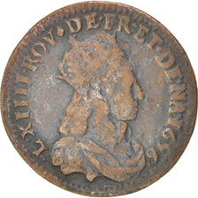 FRANCE, Liard de France au buste juvénile, deuxième type, Liard, 1656, Lyon, KM 