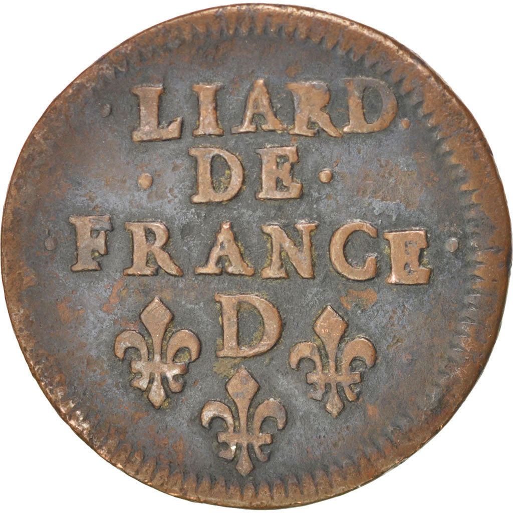 FRANCE, Liard de France au buste juvénile, deuxième type, Liard, 1656, Lyon, KM 