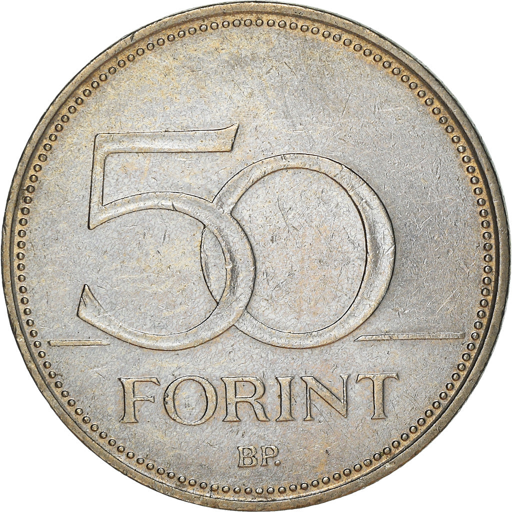 Coin, Hungary, 50 Forint, 2001, Budapest, AU(50-53), Copper-nickel, KM:697