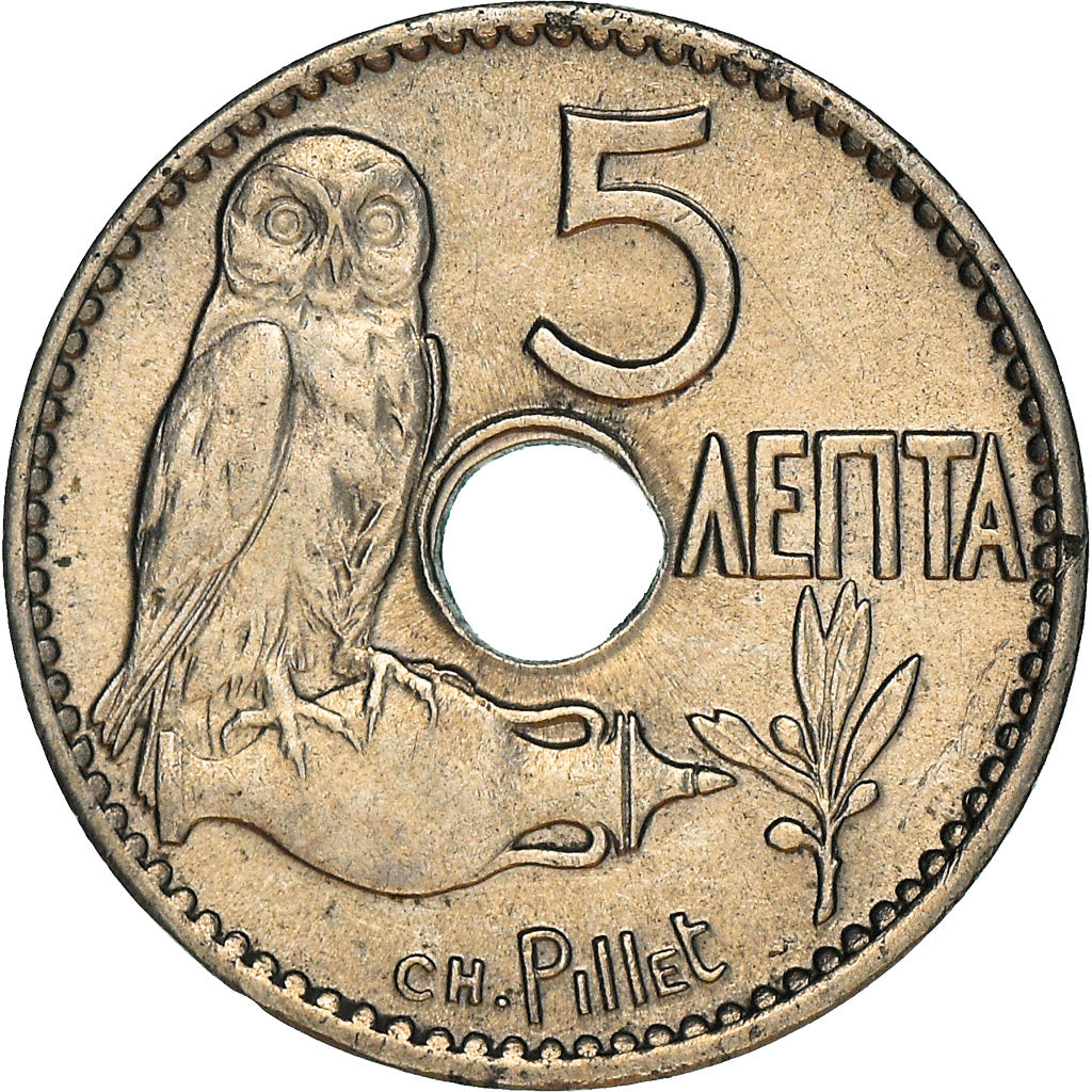 Moneta, Grecia, George I, 5 Lepta, 1912, SPL-, Nichel, KM:62
