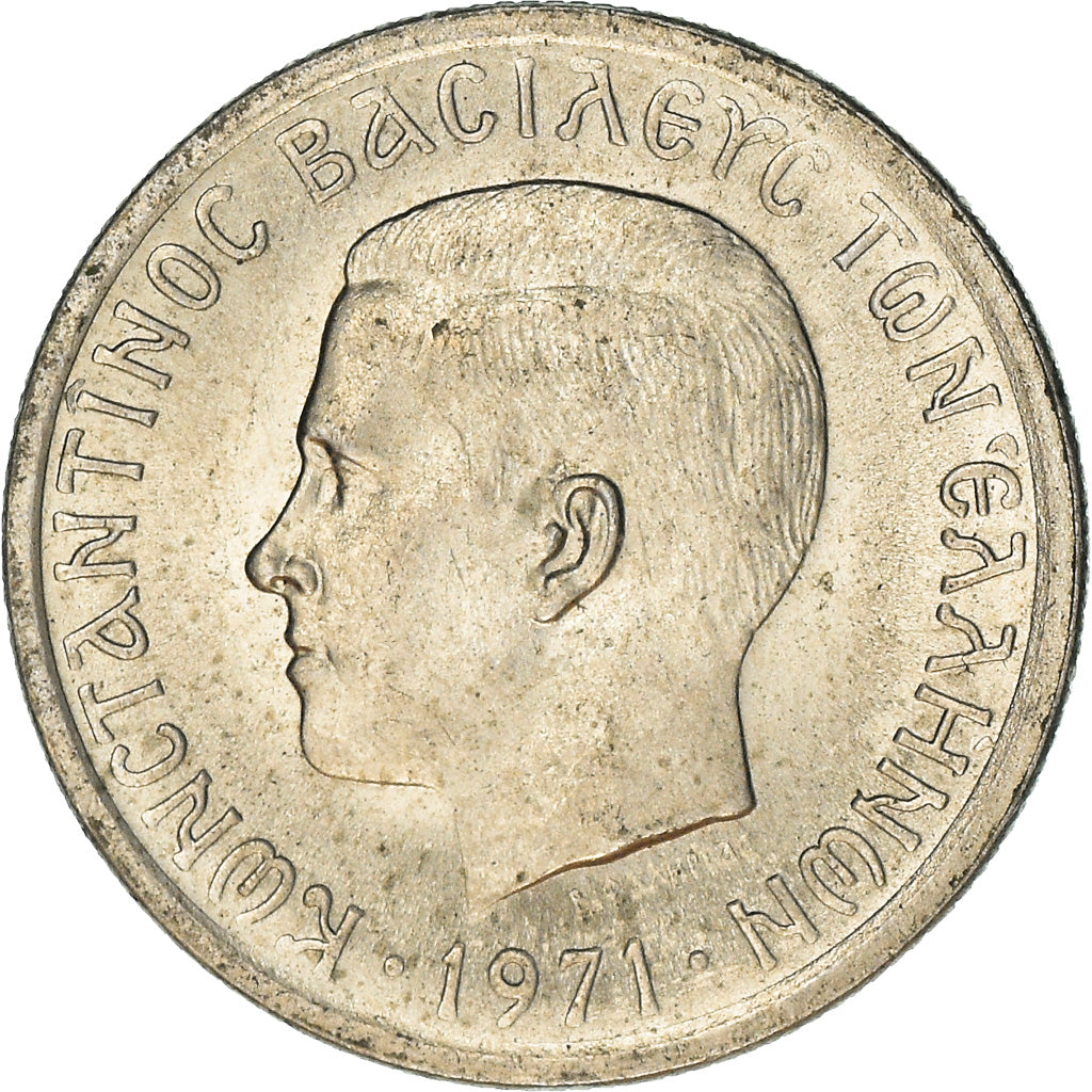 Coin, Greece, Constantine II, 50 Lepta, 1971, MS(60-62), Copper-nickel, KM:97.1