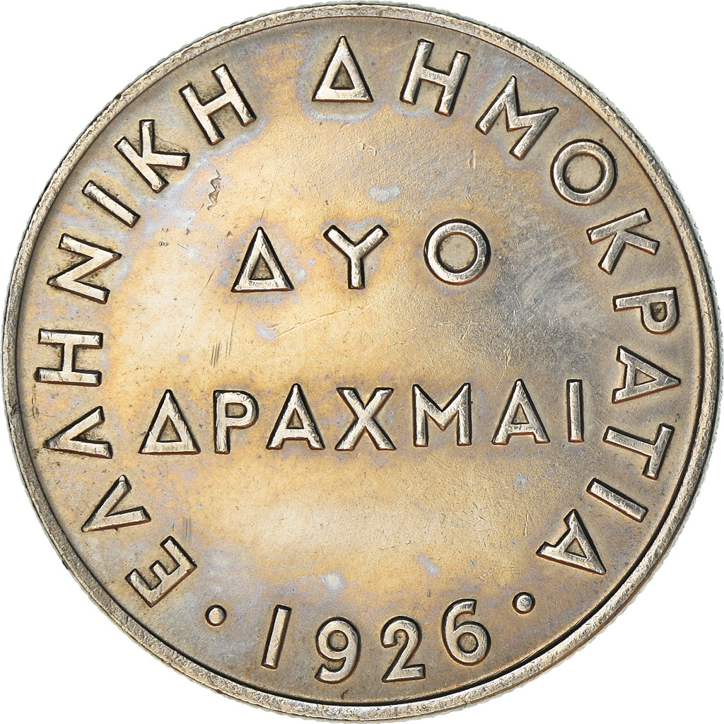 Coin, Greece, 2 Drachmai, 1926, AU(50-53), Copper-nickel, KM:70