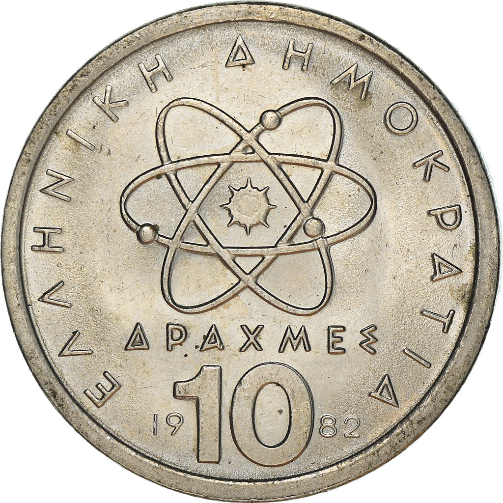 Coin, Greece, 10 Drachmes, 1982, AU(55-58), Copper-nickel, KM:132