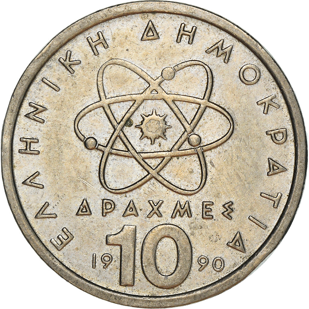 Coin, Greece, 10 Drachmes, 1990, Athens, EF(40-45), Copper-nickel, KM:132