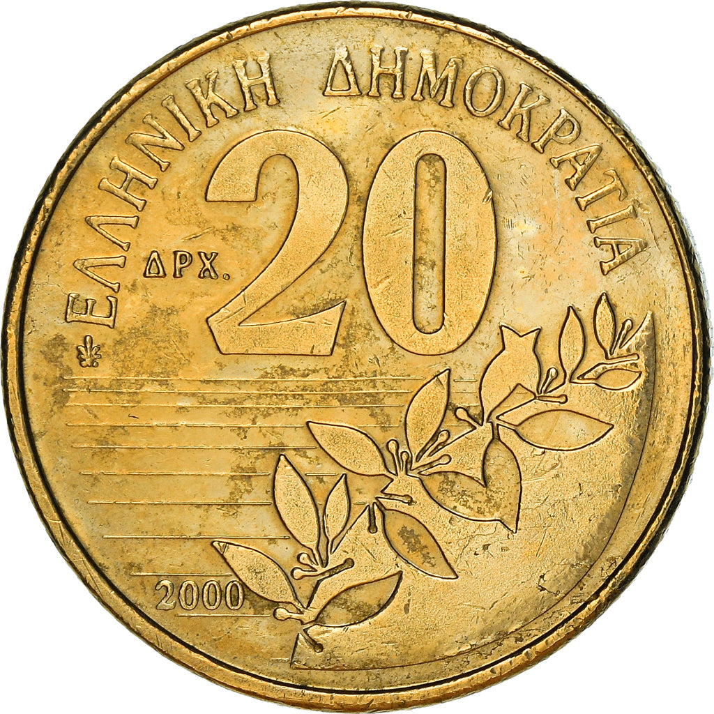 Coin, Greece, Dionysios Solomos, composer of National Anthem, 20 Drachmes, 2000