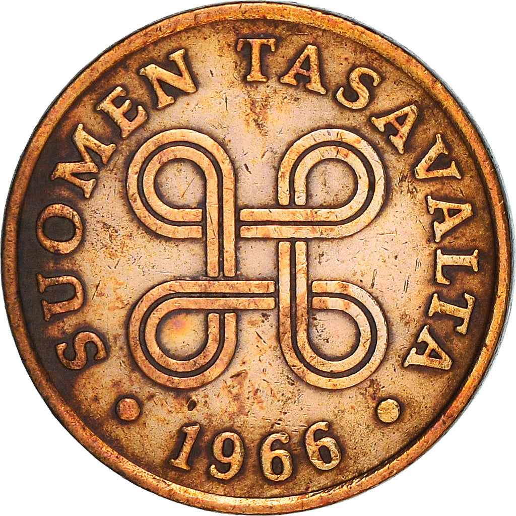 Moeda, Finlândia, Penni, 1966, VF(30-35), Cobre, KM:44