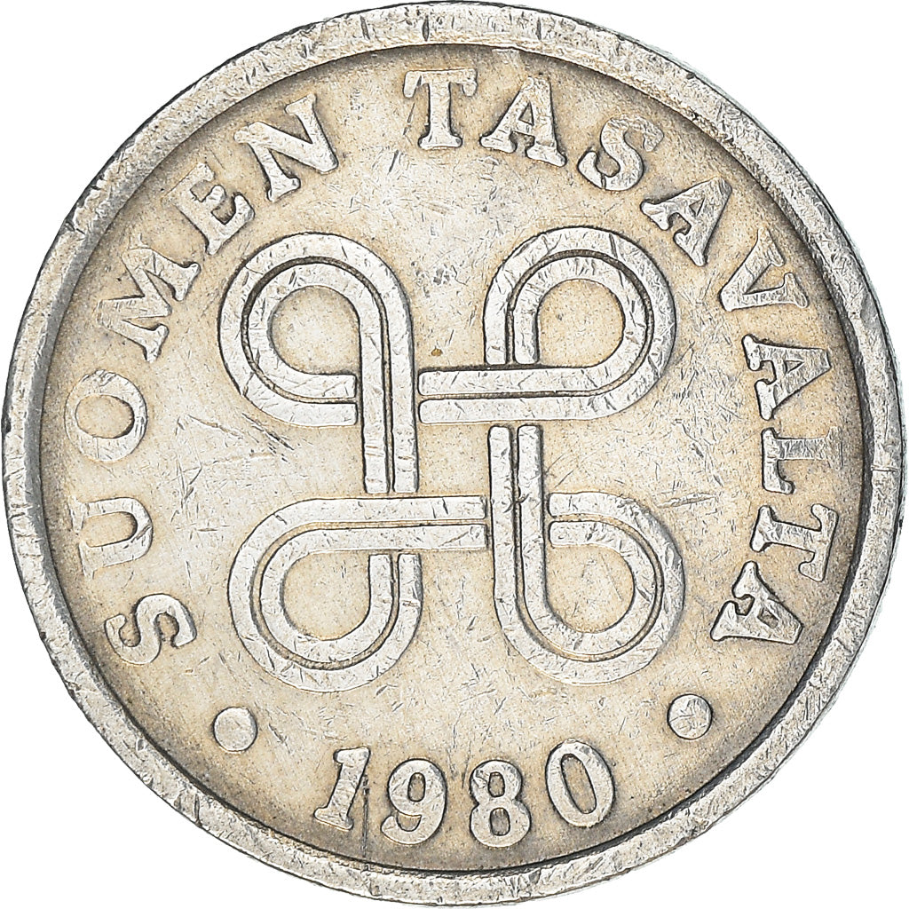 Moneta, Finlandia, 5 Pennia, 1980, MB+, Alluminio, KM:45a