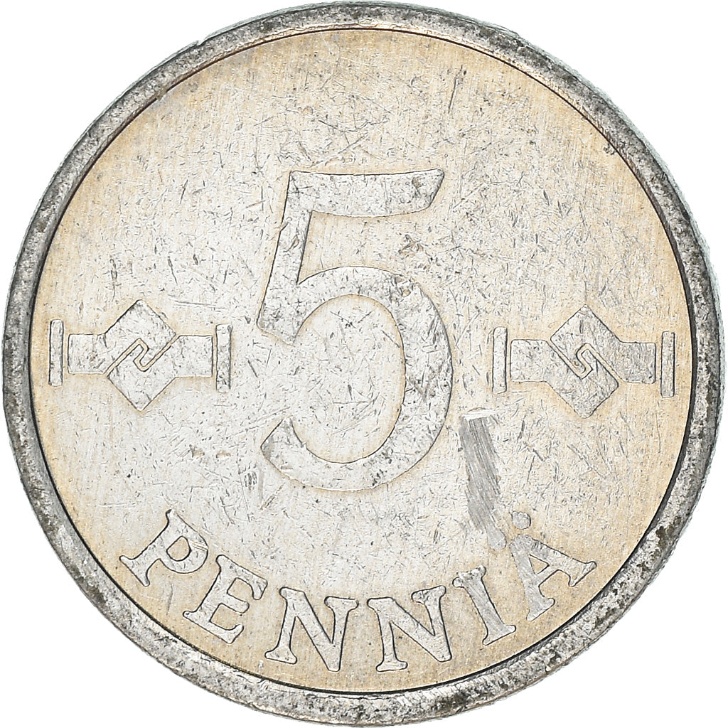 Coin, Finland, 5 Pennia, 1990, VF(30-35), Aluminum, KM:45a
