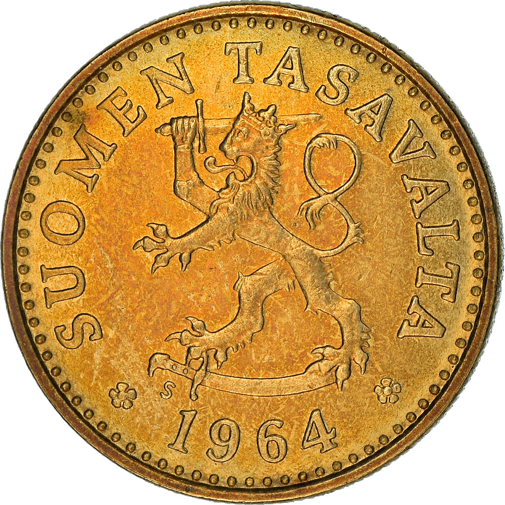 Coin, Finland, 10 Pennia, 1964, AU(50-53), Aluminum-Bronze, KM:46