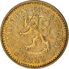 Moneta, Finlandia, 10 Pennia, 1966, AU(50-53), Aluminium-Brąz, KM:46