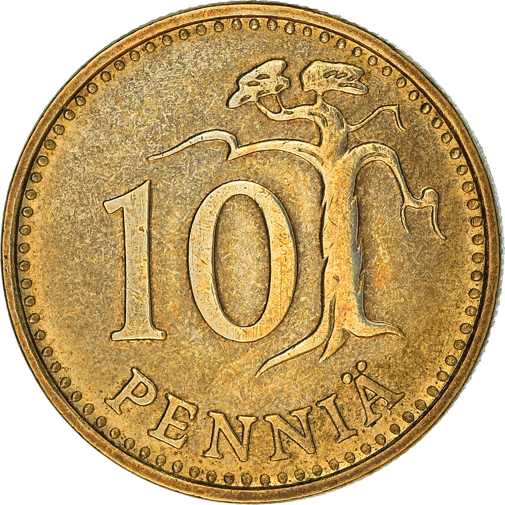 Moneta, Finlandia, 10 Pennia, 1966, AU(50-53), Aluminium-Brąz, KM:46