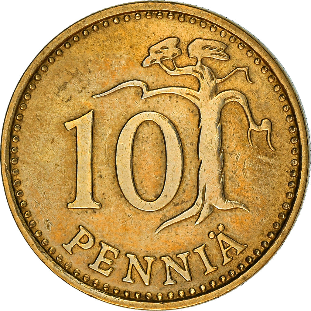 Coin, Finland, 10 Pennia, 1969, VF(30-35), Aluminum-Bronze, KM:46