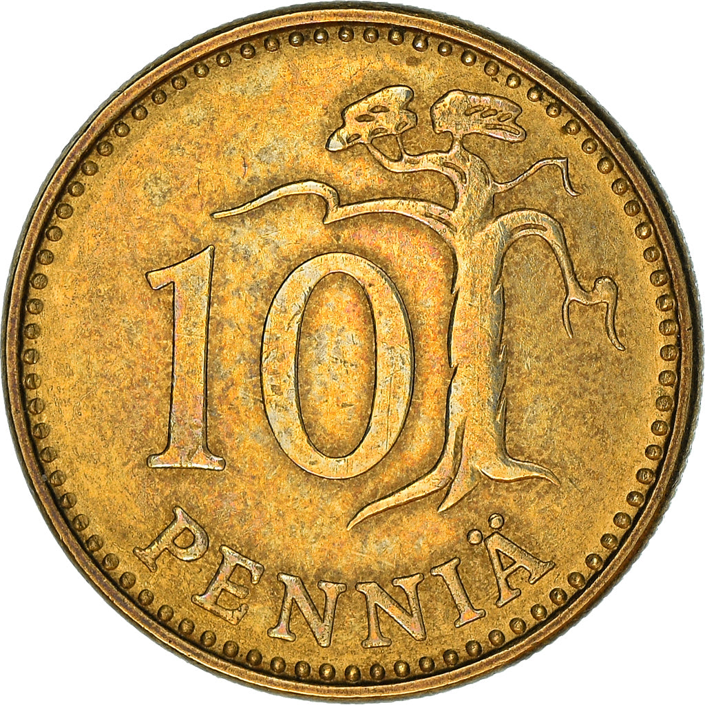 Coin, Finland, 10 Pennia, 1970, AU(50-53), Aluminum-Bronze, KM:46