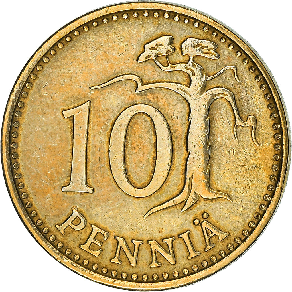 Coin, Finland, 10 Pennia, 1980, VF(30-35), Aluminum-Bronze, KM:46