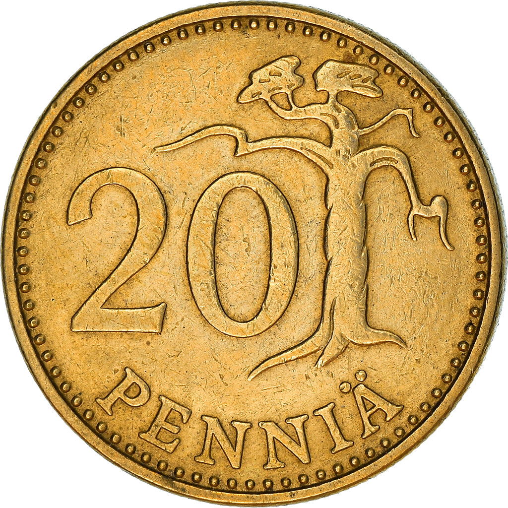Coin, Finland, 20 Pennia, 1972, AU(50-53), Aluminum-Bronze, KM:47