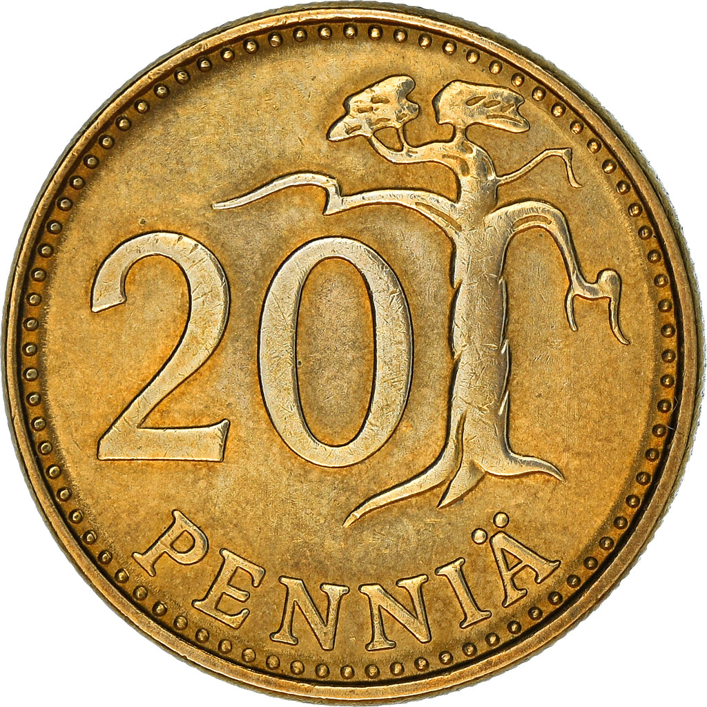 Coin, Finland, 20 Pennia, 1981, MS(60-62), Aluminum-Bronze, KM:47