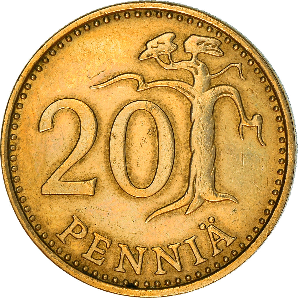 Moneta, Finlandia, 20 Pennia, 1986, MB+, Alluminio-bronzo, KM:47